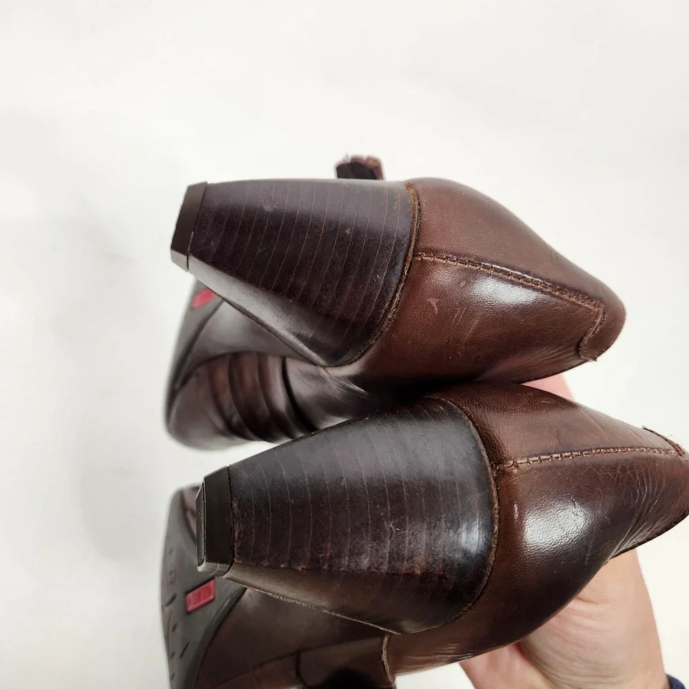 PIKOLINOS Shoes Womens 10 Brown Leather Block Heel Buckle Strap Pumps Comfort
